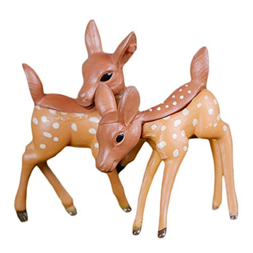 DOITOOL 2pcs Forest Animals Figures Deer Figurines Deer Toys Figure Woodland Creatures Figurines Miniature Toys Cake Toppers