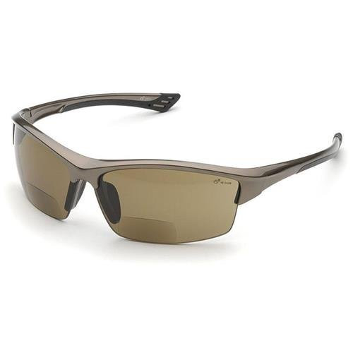 Elvex RX-350BR Sonoma Brown Polycarbonate BiFocal Safety / Fashion Glasses with  plus1.0 Diopters, Brown Frame