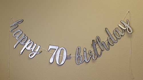All About Details Happy 70th Birthday Cursive Banner (Black & Silver)