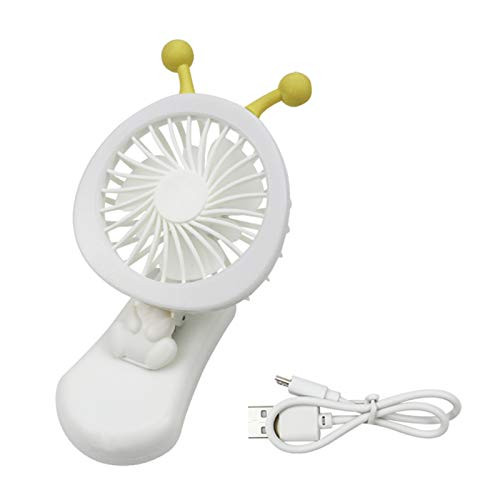 dSNAPoutof Portable Desktop Fan, Cartoon Bee Rabbit Adjustable USB Rechargeable Clip On Fill Light Cooling Fan - Yellow Bee