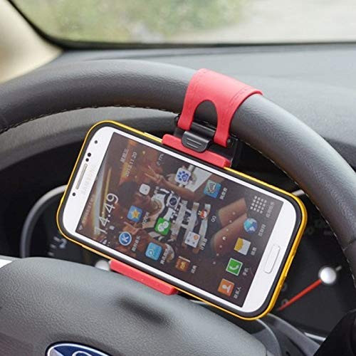 JINPART Car Mobile Phone Holder Steering Wheel Phone Holder -Color - Red-