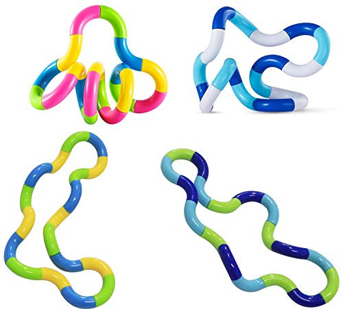 Baeskii 4PCS Tangles Fidget Toys, Tangles Fidget, Sensory Toys, Relax Decompression Educational Toy Items for Relax Anxiety Stress Relief Therapy Fidget to Focus -Multi Random-Color-