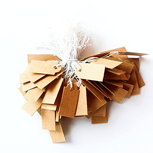Goforys Kraft Gift Marking Tags Price Labels Display Kraft Paper Tags Jewelry Craft Price Tags Label Cards with Elastic Rope Tags Strung for Crafts  and  Gifts Gift Tags with String Price Tags 100pcs