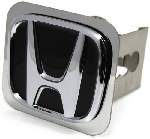 Au-Tomotive Gold, INC. Black Honda Logo Hitch Cover 2" Hitch Receivers Cover Plug Stainless Steel