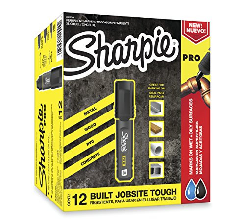 Sharpie Pro Permanent Marker, XL, Chisel Tip, Black, 12-Count Marker (2018344)