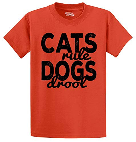 Men's Heavyweight Tee Cats Rule Dogs Drool Orange L