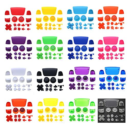 Full Buttons Set for PS5 Joysticks Dpad R1 L1 R2 L2 Direction Key ABXY Buttons Trigger Button Cap Cover for Sony Playstion 5 PS5 Game Console -Clear Purple-