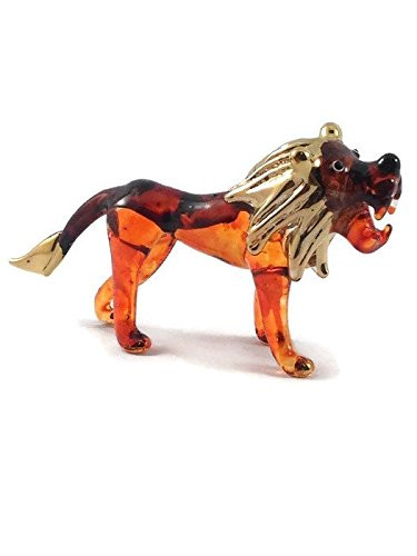 Mr-air-thai-Glass-Blown Miniature Lion Glass Blown Animals Lion Figurine Collection Hand Blown