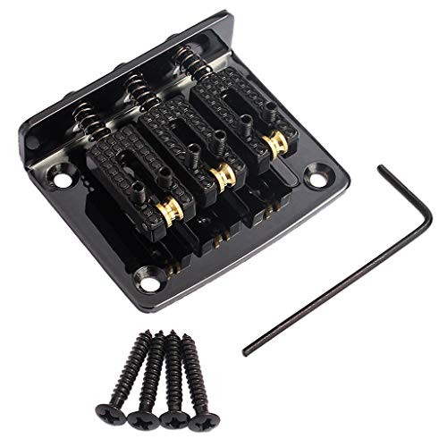 Tongina Cigar Box Guitar Parts 3 String Black Hard-tail Adjustable Bridge