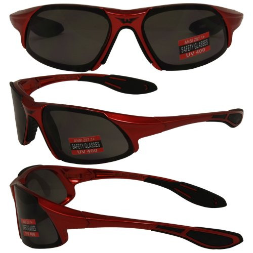 Global Vision Code-8 Motorcycle Safety Sunglasses Orange Frame Smoke Lenses ANSI Z87.1