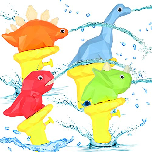 Water Guns for Kids, 4PCS Dinosaur Squirt Guns Pistol Water Blaster, Toddler Summer Toy, Water Toys, Swimming Pool Toys, Outdoor  and  Beach Games, Water Fighting Play Toys for Boys and Girls