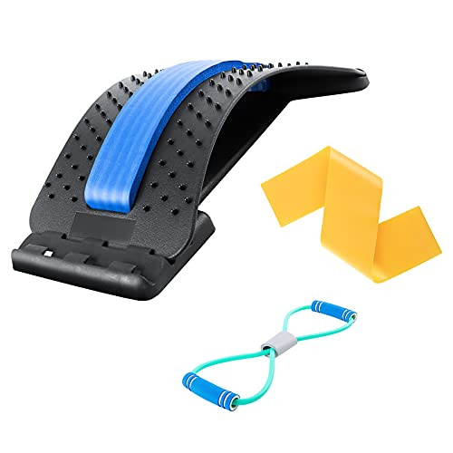 Back Stretcher, 3 Level Back Massager Lower Back Pain Relief Device, Lumbar Support Stretcher Spine Device, Pain Relief for Herniated Disc, Sciatica, Scoliosis, Lower and Upper Back Stretcher Support