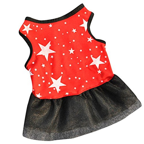 Howstar Pet Dress, Dog Princess Clothes Puppy Vest Skirt Doggie Pet Apparel for Summer -XS, Red-