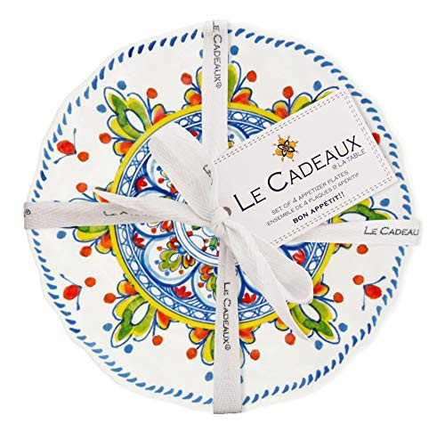 Le Cadeaux Madrid White Melamine Appetizer Plates, (Set of 4) Le Cadeaux Madrid White Melamine Appetizer Plates, (Set of 4)