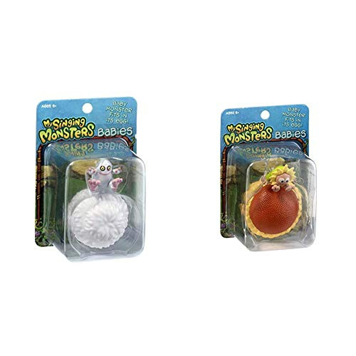 My Singing Monsters Baby Mammott Collectible Figure with Egg Bundle Baby Flowah Collectible Figure with Egg, Brown/a