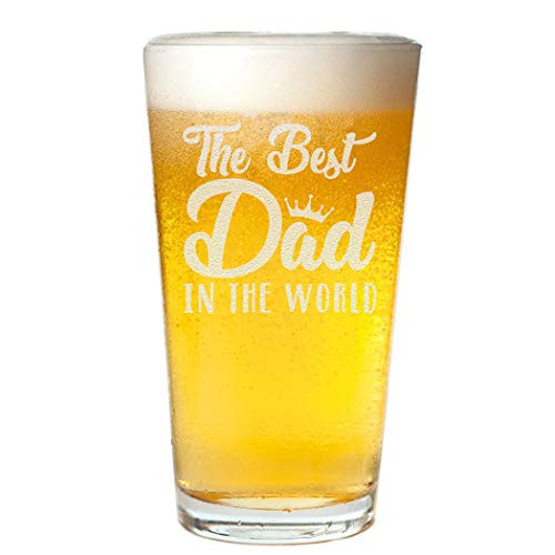 Veracco The Best Dad In The World Funny Birthday Gift Fathers Day For Dad Grandpa Stepdad Pint Beer Glass -Clear, Glass-