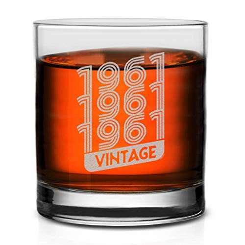 Veracco 1961 1961 1961 Vintage 60 Years Whiskey Glass Funny Sixtieth Birthday Gift For Someone Who Loves Drinking Bachelor Party Favors Sixty and Fabulous -Clear, Glass-