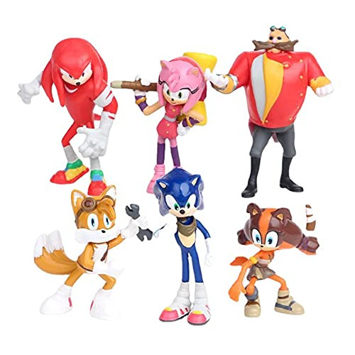 Sonic The Hedgehog Action Figures Collection Playset Toys 6 Pcs Sonic Cake Toppers Collectibles Figurines, Christmas Decorations Ornaments