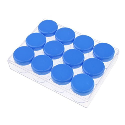 Bonarty 12 Clear Round Plastic Jewelry Box Small Pill Beads Storage Containers Case - Blue