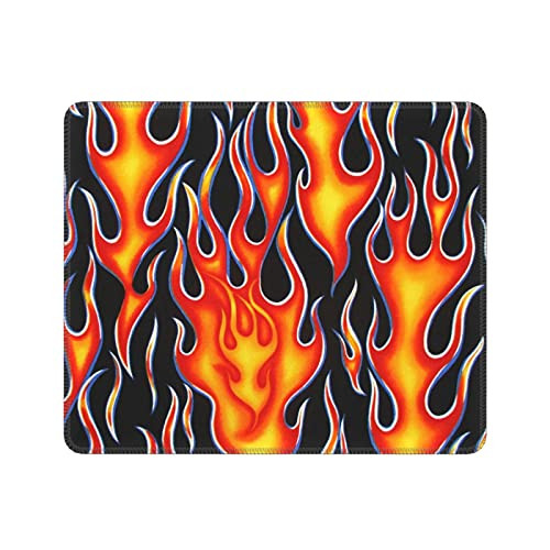 Wheels On Fire in Black and Orange Mouse Mat, Mouse Pad for Computers,Laptop,Office,Noiseless/Durable/Waterproof
