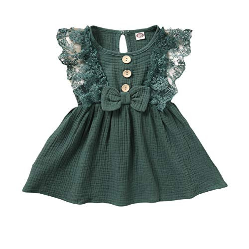 YOUNGER TREE Toddler Baby Girl Dress Princess Floral Dress Ruffle Bowknot Sleeveless Sundress Summer Outfits Clothes 1-5T -Green, 12-18 Months- YOUNGER TREE Toddler Baby Girl Dress Princess Floral Dress Ruffle Bowknot Sleeveless Sundress Summer Outfits Clothes 1-5T -Green, 12-18 Months-