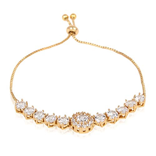 Sparkly Crystal Rhinestone Cubic Zirconia Bridal Bracelet - Pave Wedding Statement Cuff Bangle Adjustable Wrist Slide Tennis Bolo/Pearl Wrap Stack -Tennis Bolo - Gold- Sparkly Crystal Rhinestone Cubic Zirconia Bridal Bracelet - Pave Wedding Statement Cuff Bangle Adjustable Wrist Slide Tennis Bolo/Pearl Wrap Stack -Tennis Bolo - Gold-