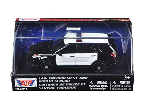 Motor Max 1- 43 Acrylic Case 2015 Ford Police Interceptor Utility Die-Cast Vehicle, Plain Black  and  White