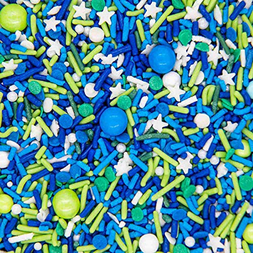 Sprinkles for Cake, Cookie, Cupcake Decorating, and Baking - Fancy Edible Cake Sprinkles and Toppings in Navy Jimmies, Green Nonpareils, Blue Sugar Crystal, and Lime Sugar Pearl Sprinkles for Donuts Sprinkles for Cake, Cookie, Cupcake Decorating, and Baking - Fancy Edible Cake Sprinkles and Toppings in Navy Jimmies, Green Nonpareils, Blue Sugar Crystal, and Lime Sugar Pearl Sprinkles for Donuts