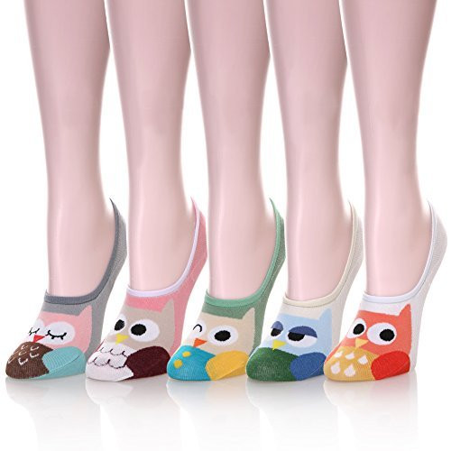 Color City Womens Novelty Cute Funny Ankle Socks - Cartoon Animal No Show Low Cut Socks -5 Pairs Owl- Color City Womens Novelty Cute Funny Ankle Socks - Cartoon Animal No Show Low Cut Socks -5 Pairs Owl-