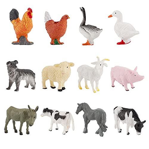 12Pcs Mini Farm Animals Figure Toys, ORZIZRO Plastic Farm Animals Figurines Playset for Cake Toppers Farm Yard Scene Decorations Realistic Farm Animal Toys 12Pcs Mini Farm Animals Figure Toys, ORZIZRO Plastic Farm Animals Figurines Playset for Cake Toppers Farm Yard Scene Decorations Realistic Farm Animal Toys