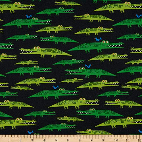 Cloud9 Quilt Fabrics Organic Ed Emberley Favorites Alligators Blue/Green