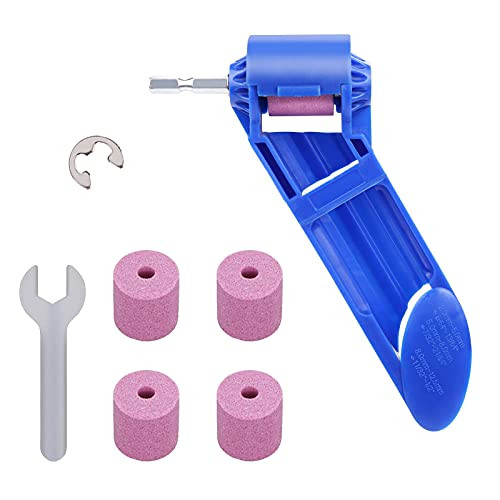 Drill Bit Sharpener Portable Drill Bit Sharpening Tool Corundum Grinding Wheel for Iron-based Drill Bits Fit Width Range,with Drill Sharpener Stone Equal to 4 Drill Bit Sharpener-Blue-