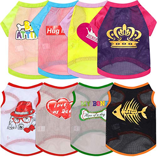 8 Pieces Printed Pet Shirts Breathable Puppy Shirts Cute Dog Apparel Pet Sweatshirt Puppy Dog Clothes Soft T-Shirt for Pet Dogs and Cats -Medium- 8 Pieces Printed Pet Shirts Breathable Puppy Shirts Cute Dog Apparel Pet Sweatshirt Puppy Dog Clothes Soft T-Shirt for Pet Dogs and Cats -Medium-