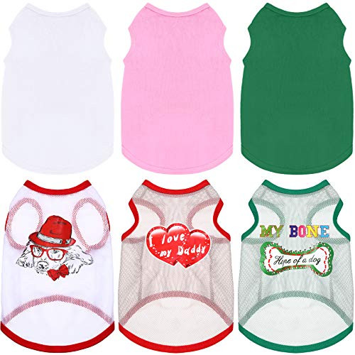 6 Pieces Dog Shirts Pet Puppy Mesh Clothes Breathable Dog Plain T-Shirts Soft Puppy Summer Shirts Pet Print Clothes Outfit for Small Medium Dogs Cats -Medium- 6 Pieces Dog Shirts Pet Puppy Mesh Clothes Breathable Dog Plain T-Shirts Soft Puppy Summer Shirts Pet Print Clothes Outfit for Small Medium Dogs Cats -Medium-