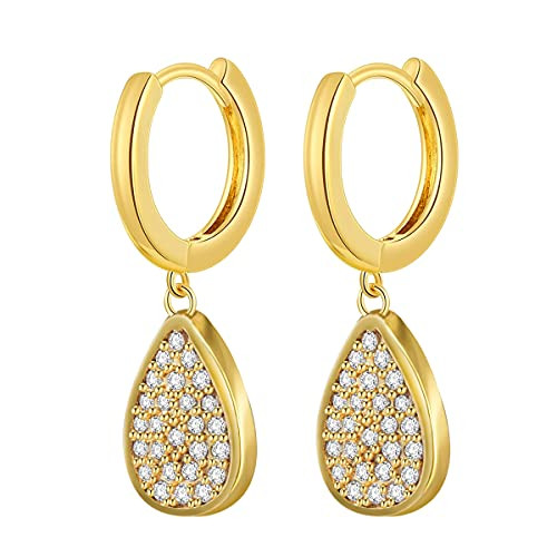 Teardrop Dangle Hoop Earrings for Women 14k Real Gold Plated Small Hoop Earrings Cubic Zirconia Diamond Huggie Hoop Earrings with Pear Shaped Drop Dangle Charm Teardrop Dangle Hoop Earrings for Women 14k Real Gold Plated Small Hoop Earrings Cubic Zirconia Diamond Huggie Hoop Earrings with Pear Shaped Drop Dangle Charm
