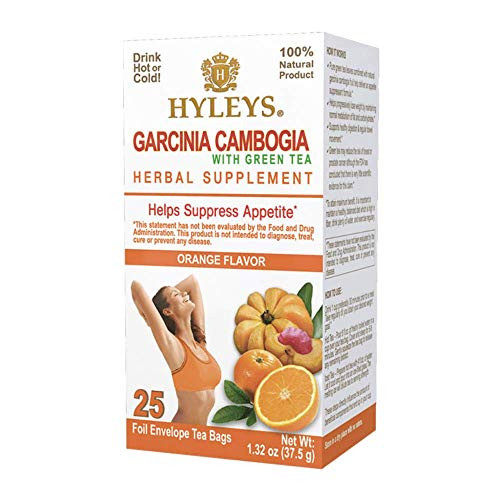 Hyleys Wellness Garcinia Cambogia Green Tea Orange - 25 Bags - -100 percent Natural, Sugar Free, Gluten Free and Non GMO-