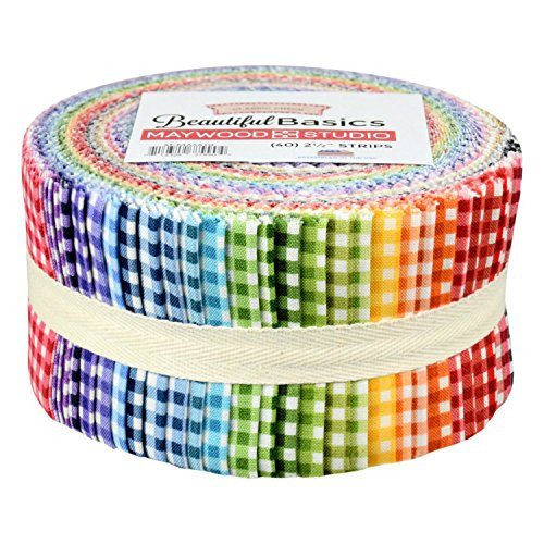 Beautiful Basics Classic Check Precut Quilting Strips of Fabric Jelly Roll 40 2.5-inch by Maywood Studio