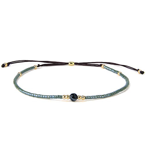 KELITCH Seed Beads Strand Bracelet Handmade Braided Adjustable Charm String Link Bracelets Fashion Jewelry for Women -P