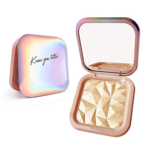 LSxia Highlighter Makeup Palette Shimmer Contour Palette Powder for Brighten Face Contour Gold Cheek Highlight Makeup, Long Lasting Highlighter Powder with Mirror for Illuminator Makeup-TWILIGHT GLOW-
