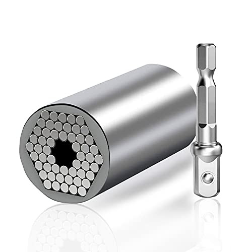 MACXCOIP Universal Socket 2Pcs Tool Set 1/4'' - 3/4'' Multi-Function Ratchet Wrench Power Drill Adapter Socket for Wrench Ratchet  and  Power Drill, Tools Gifts for Men,Father,Boyfriend Gift