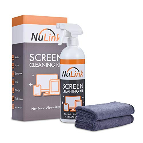 Screen Cleaner Spray, NuLink TV Screen Cleaner Liquid, Microfiber Cloth for Computer, iPad, Laptop, Glass, Electronics Cleaner Spray