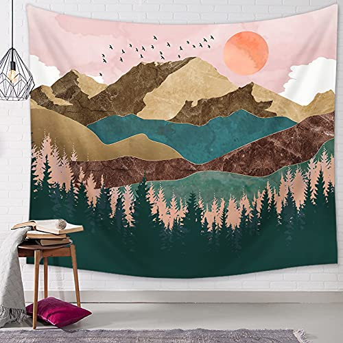 Domenow Mountain Tapestry Forest Tree Tapestry Sunset Tapestry Nature Landscape Tapestry Wall Hanging for Room, 59 x 59 inches Domenow Mountain Tapestry Forest Tree Tapestry Sunset Tapestry Nature Landscape Tapestry Wall Hanging for Room, 59 x 59 inches