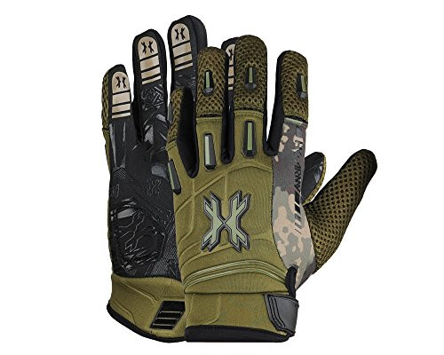 HK Army FULL FINGER Hardline Paintball Gloves (Olive HSTL Camo, Large)