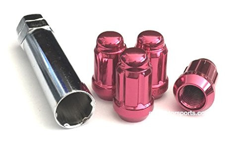 AVN Motorsports 12x1.5 Spline Tuner Lug Nuts Wheel Locks -4 Lugs  and  1 Key Included- -12mmx1.50 Thread Size- -Pink-