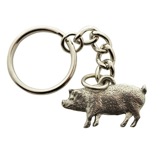 Sarah's Treats  and  Treasures Pig Keychain ~ Antiqued Pewter ~ Keychain