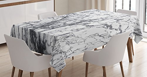 Ambesonne Apartment Decor Tablecloth, Murky Marble Rock Motifs with Dynamic Fractal Figures Abstract Artsy Print, Dining Room Kitchen Rectangular Table Cover, 60 W X 90 L Inches, Grey White Ambesonne Apartment Decor Tablecloth, Murky Marble Rock Motifs with Dynamic Fractal Figures Abstract Artsy Print, Dining Room Kitchen Rectangular Table Cover, 60 W X 90 L Inches, Grey White