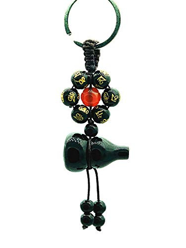 Feng Shui Black Obsidian Wu Lou /Hu Lu Protection Amulet Keychain