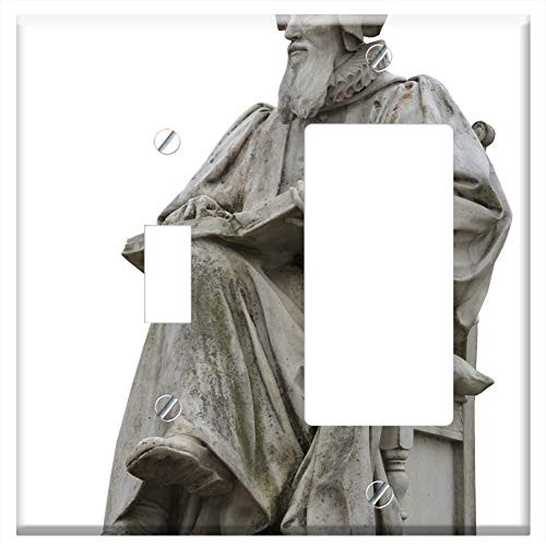 Toggle Rocker/GFCI Combination Wall Plate Cover - Man Statue Face Sculpture Stone Figure Human Art Toggle Rocker/GFCI Combination Wall Plate Cover - Man Statue Face Sculpture Stone Figure Human Art