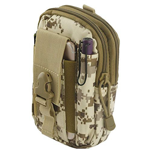 Alcatel CAMEOX 4G LTE -AT and T- Pouch - Tactical EDC MOLLE Utility Gadget Holder Pack Belt Clip Waist Bag Phone Carrying Holster - -Desert Camo- and Atom Cloth for Alcatel CAMEOX 4G LTE -AT and T-