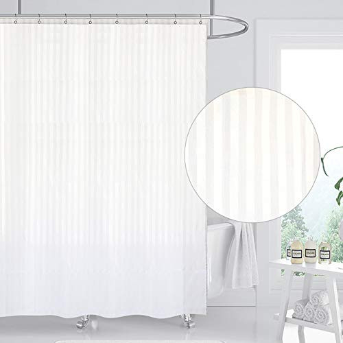 FYY Shower Curtain, 72 x 72 Inches Heavy Duty Waterproof Fabric Shower Curtain with Rust-Resistant Metal Grommets and 12 Plastic Hooks Thick Bathroom Shower Curtains-Shadow Stripes White FYY Shower Curtain, 72 x 72 Inches Heavy Duty Waterproof Fabric Shower Curtain with Rust-Resistant Metal Grommets and 12 Plastic Hooks Thick Bathroom Shower Curtains-Shadow Stripes White